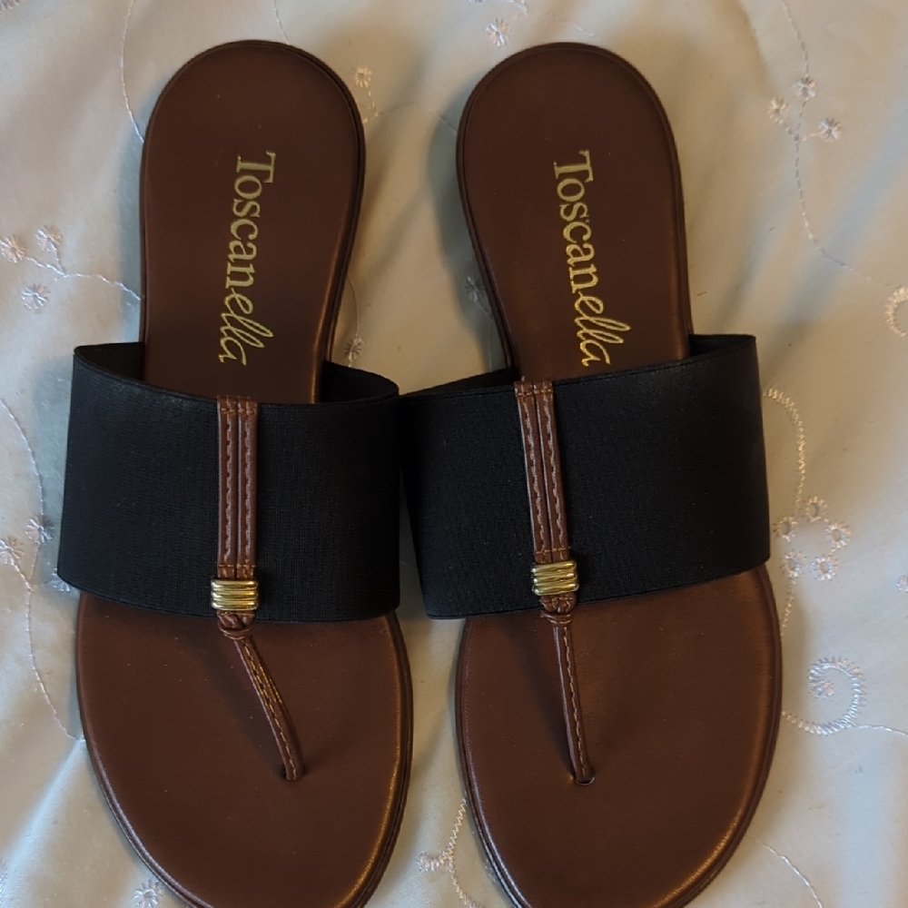 Toscanella Black and Brown Women's Sandals